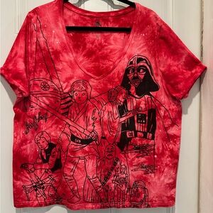 Disney Store Red Tie Dye Women XXL NWOT Darth Vader Princess Leia Shirt